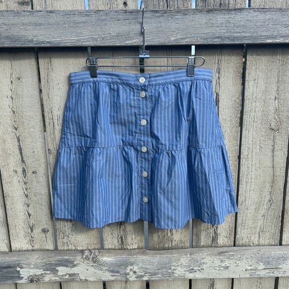 Madewell Blue Bistro Tiered Mini Skirt - Picture 1 of 5
